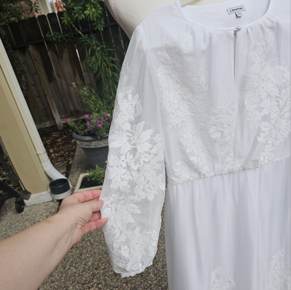 J.Peterman Crew Neck Tier white lace dress 8 - Picture 15 of 15